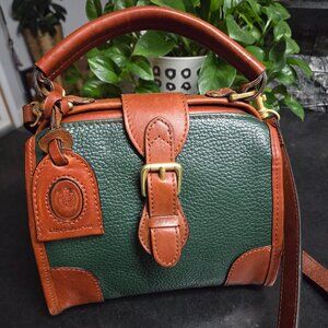 Vintage Green and Brown Leather Handbag Liz Claiborne